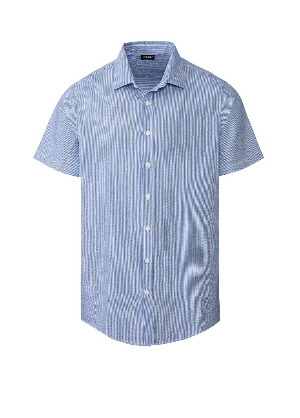 Голубой классическая рубашка однотонная Livergy