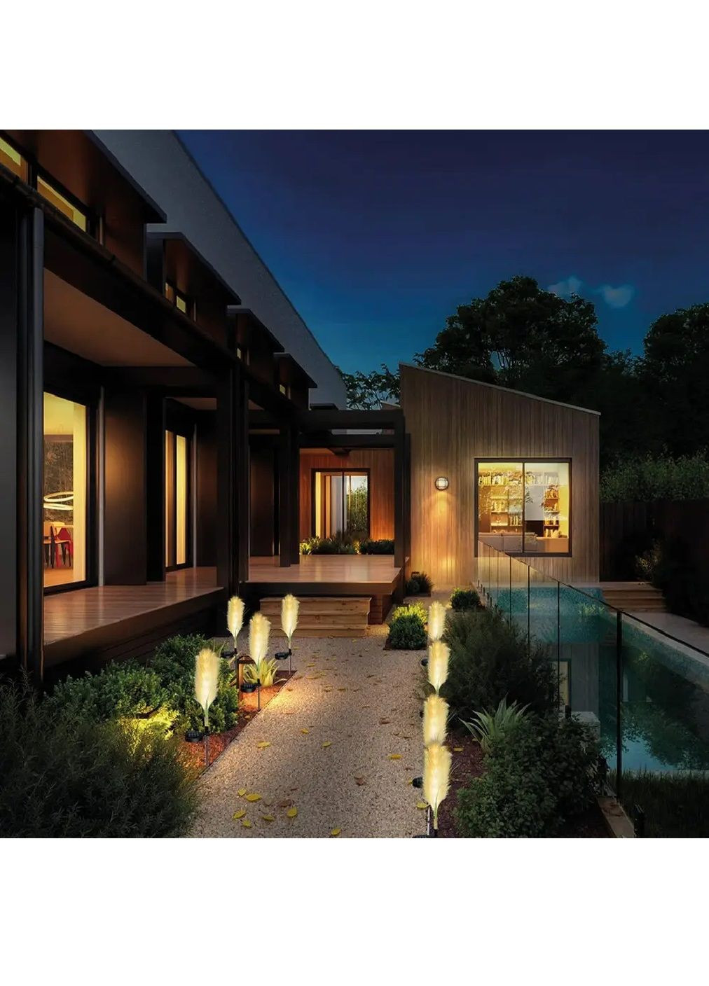 Комплект садових вуличних LED світильників очерету на сонячній батареї з теплим білим світлом 70 см 2 штуки (480692-Prob) Unbranded (340711360)