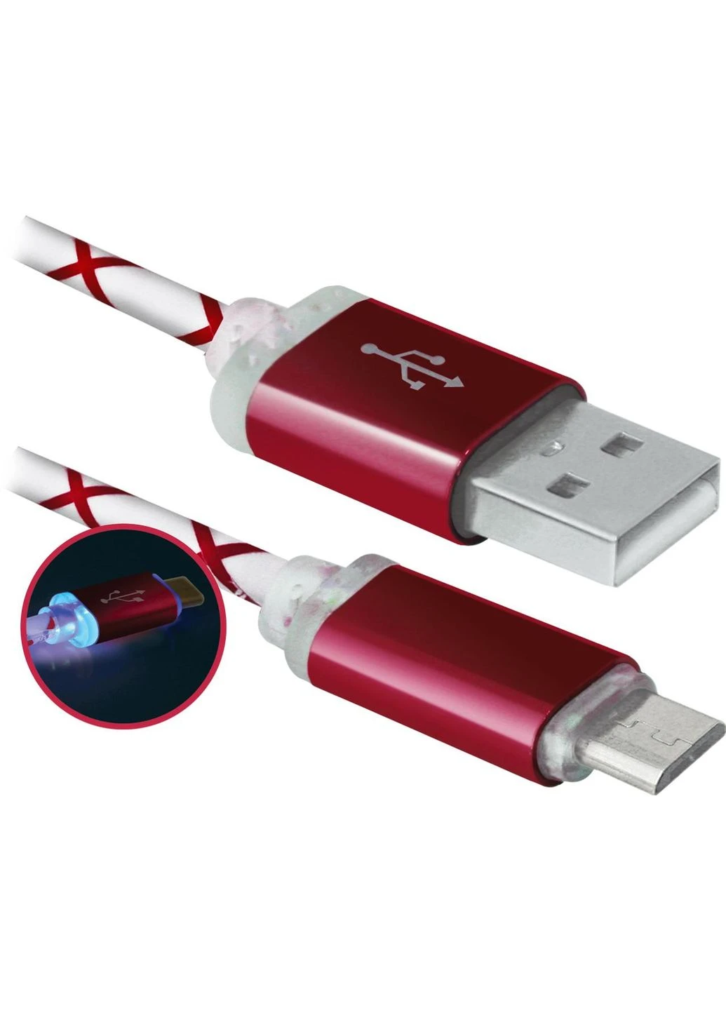 Кабель USB 2.0 AM-micro BM, 1.0 м, червоний, 08-03LT Defender (392012127)