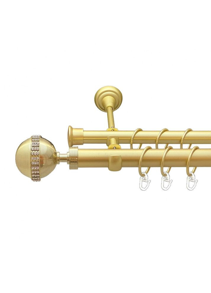 Карниз Авея металлический двухрядный открытый гладкая труба Золото Матовое 25\19 мм 160 см (00-00010663) ORVIT (300284800)