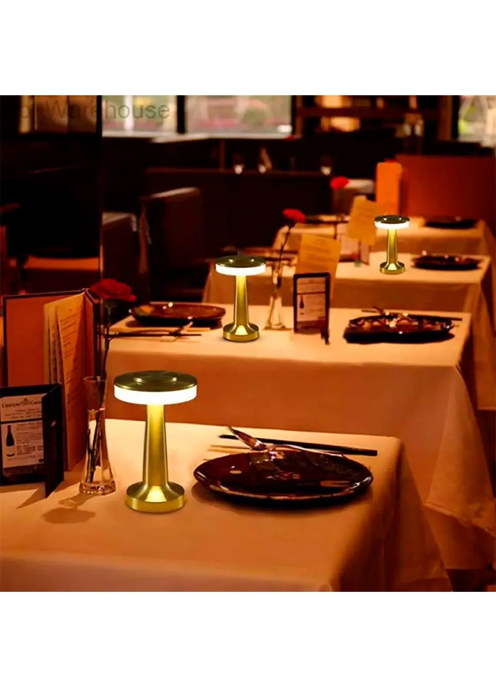 Сенсорна акумуляторна металева лампа нічник із регулюванням яскравості кольору освітлення 20 см (480374-Prob) Золота Unbranded (334205631)