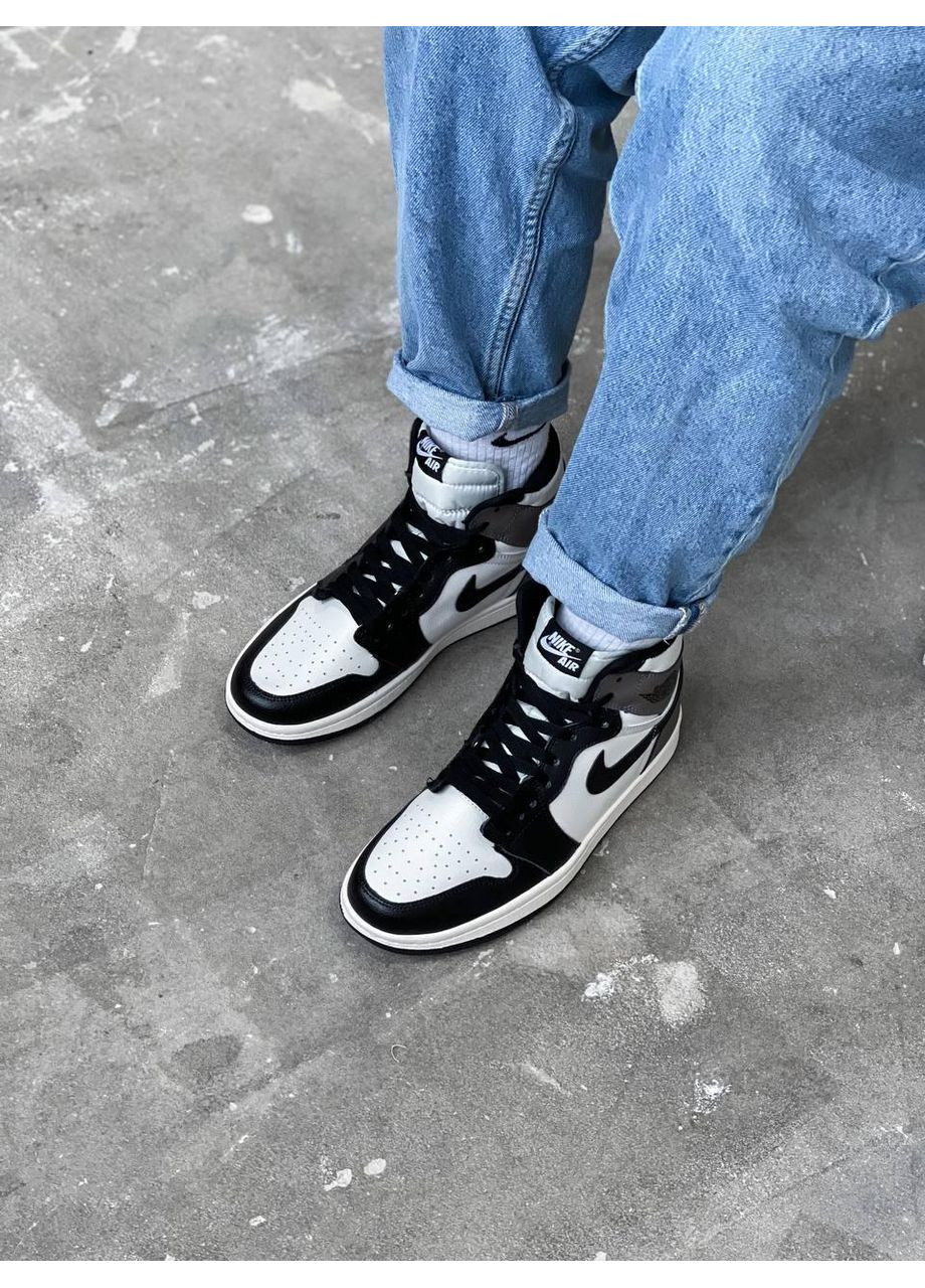 КРОССОВКИ ЖЕНСКИЕ NIKE AIR JORDAN 1 RETRO BLACK WHITE BROWN НАЙК АИР ДЖОРДАН No Brand чёрные демисезоны (368867935)