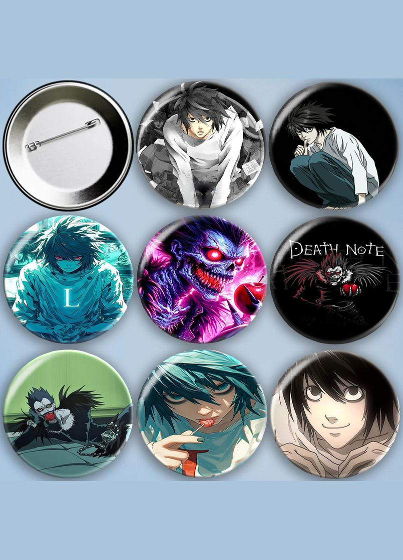 Значки на булавке набор 8 шт Аниме Тетрадь смерти металлические на шпильке 56 мм No Brand (325482176)