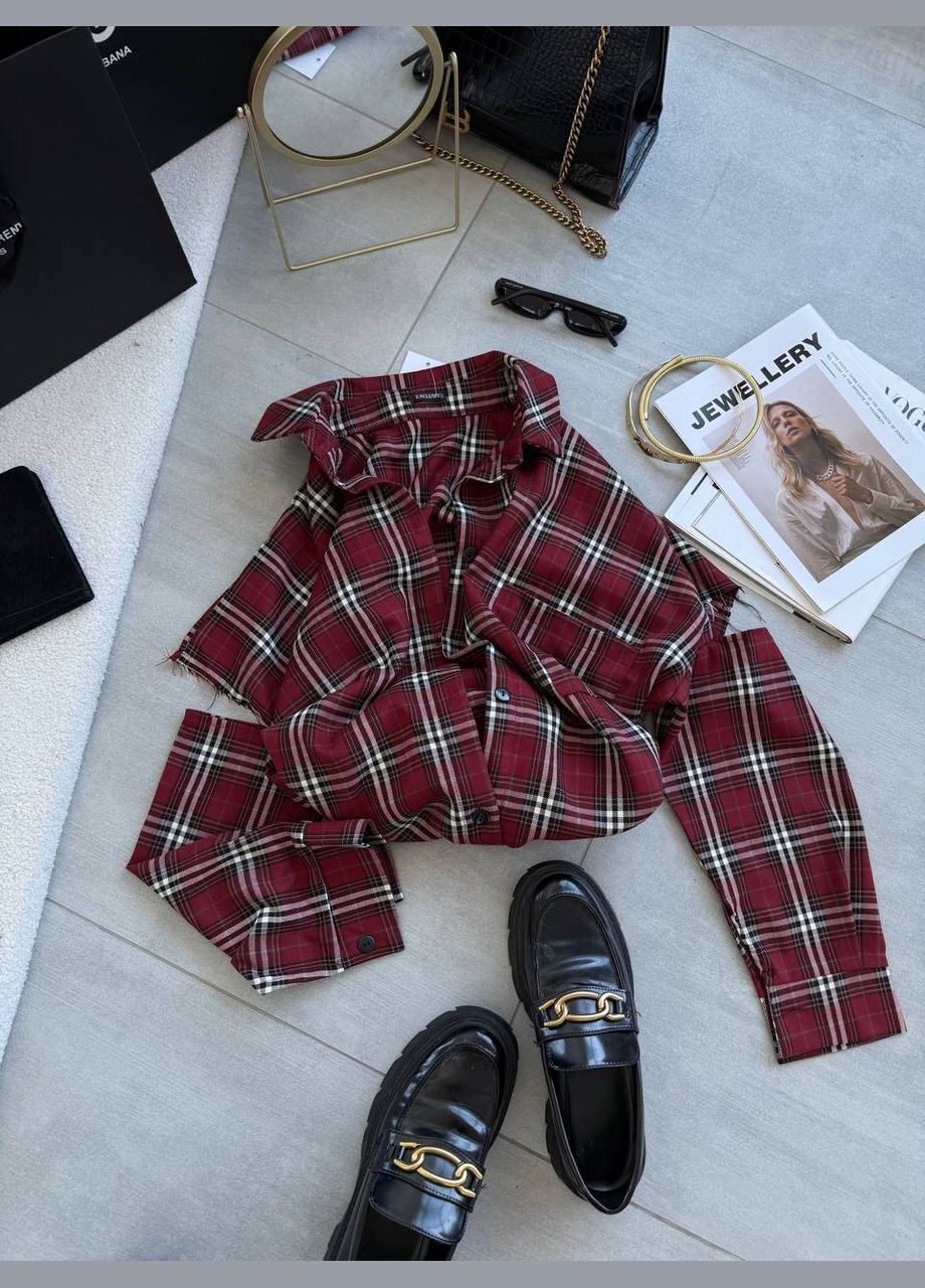 Бордовая кэжуал рубашка в клетку Adelante