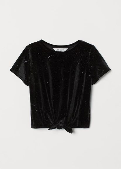 Черная однотонная блузка H&M демисезонная