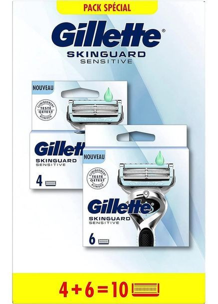 Змінні картриджі для гоління (леза касети) чоловічі 10 (6+4) шт Gillette Skinguard Sensitive (365824364)