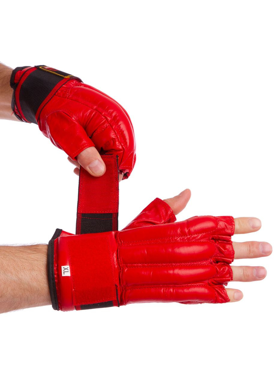 Снарядні рукавички шкіряні з манжетом на липучці (розмір, Червоний) (ZB-4011_Червоний_XL) Zelart (354703167)