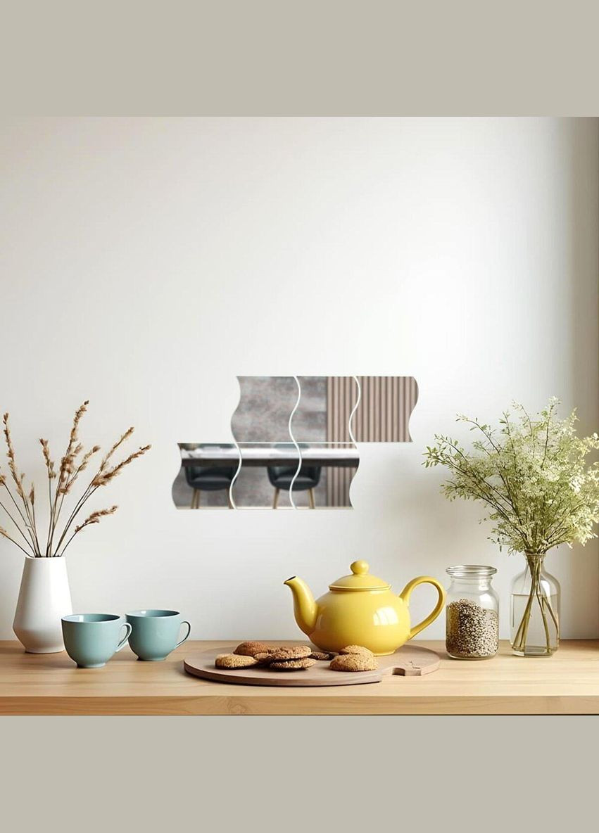 Дзеркальний декор акриловий самоклеючий 120*80мм срібло, 6шт (D) SW-00002509 Sticker Wall (338854578)