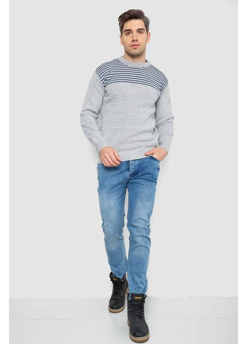 Комбінований демісезонний светр чоловічий в смужку, колір бордовий, 161r1029 Ager