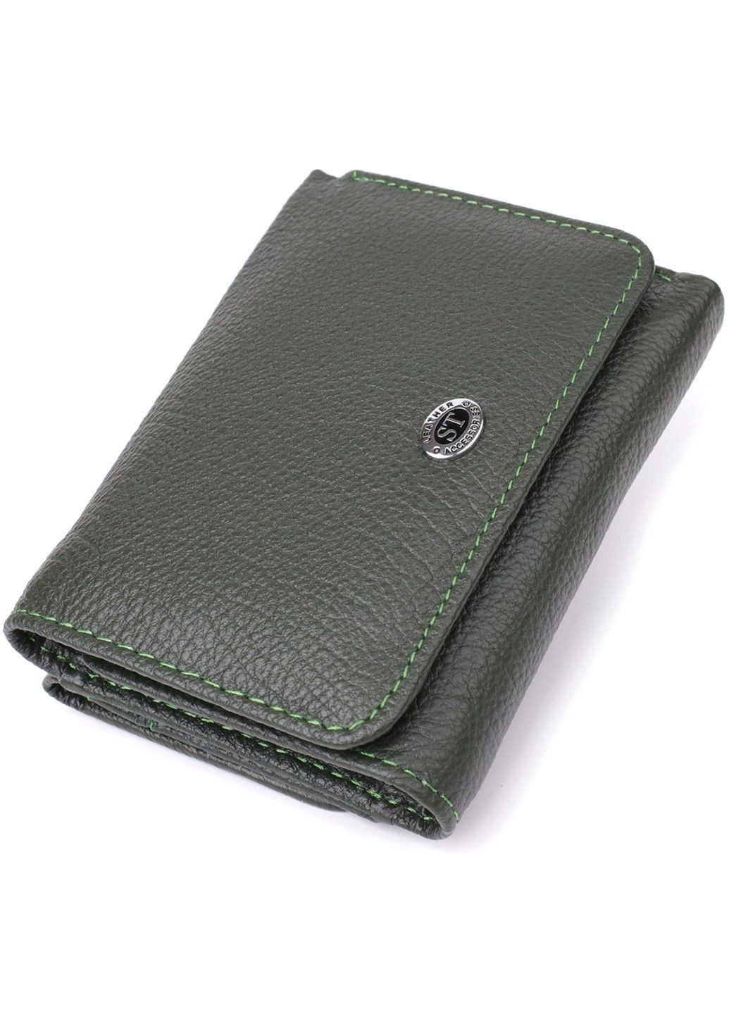 Женский кошелек компактного размера из натуральной кожи 23072 Зеленый st leather (330359611)