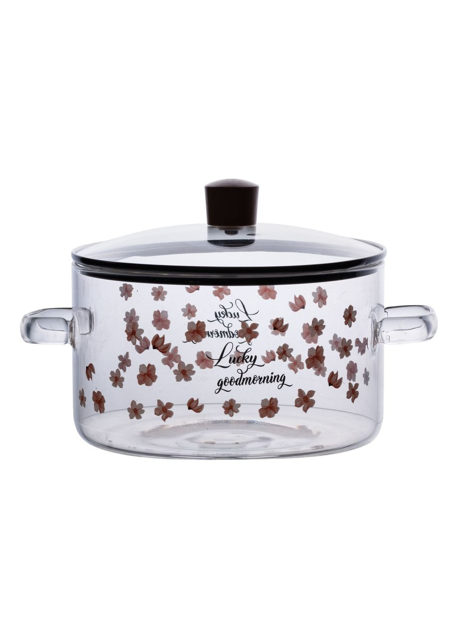 Стеклянная кастрюля прозрачная 1.7 литр с крышкой жаропрочная HP-34-22 Jooki (358705704)