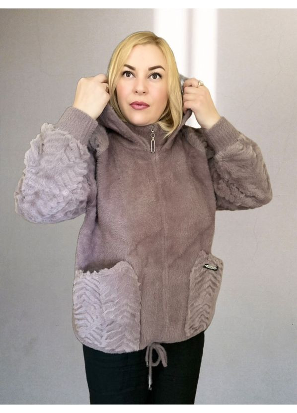 Рожево-коричнева жіноча куртка з вовни "альпака" Value Plus