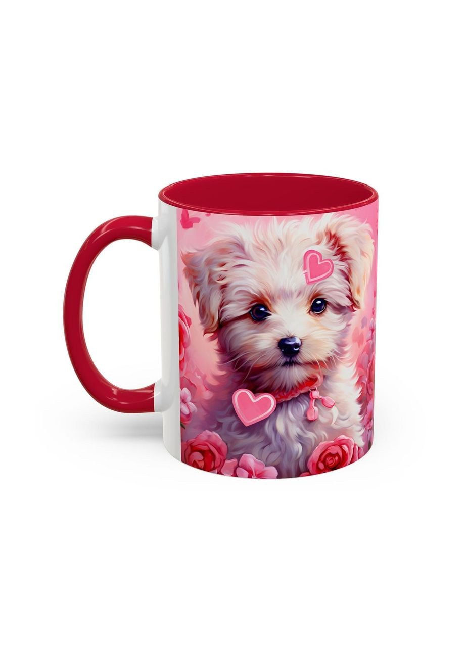 Керамічна чашка з дизайном "Песик в трояндах" No Brand (368671743)