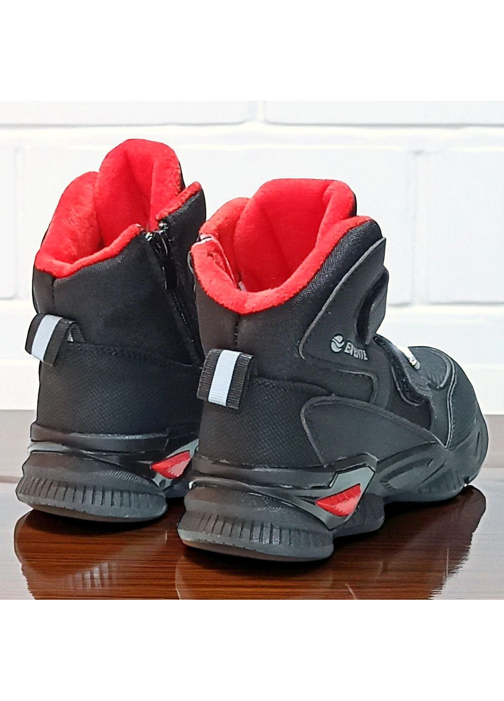 Черные спортивные, повседневные, кэжуал осенние утепленные демисезонные ботинки на липучках осенние хайтопы для мальчика на флисе Clibee