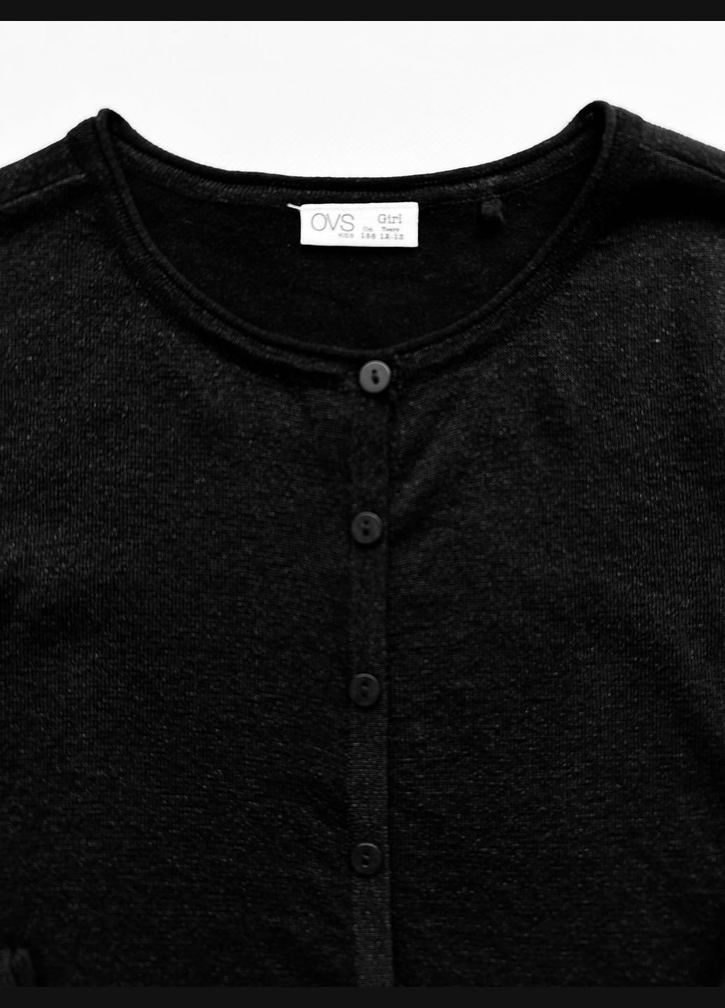 Черно-белый демисезонный комплект для девочки майка топ черно-белая с пайетками 2000-73 + кардиган на пуговицы черный 2000-75 (158 см) OVS