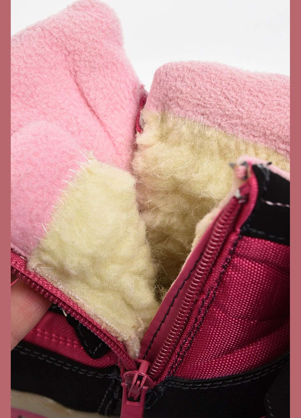 Зимние сапоги детские для девочки на меху черно-розового цвета Let's Shop