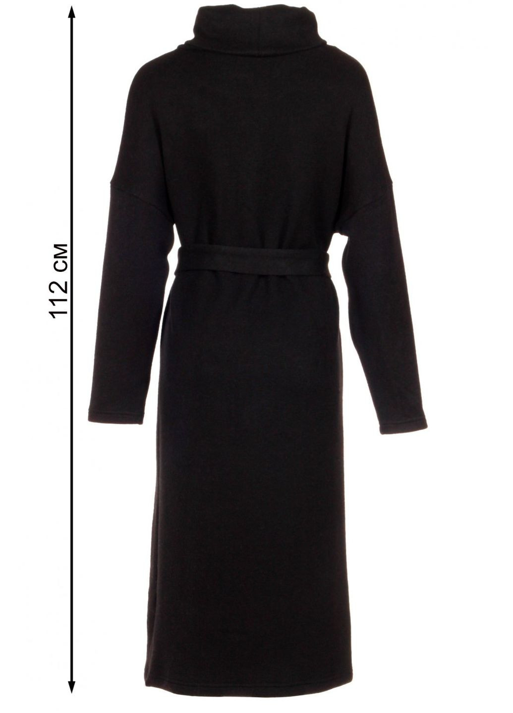 Черное повседневный женское теплое платье из шерсти (ll187070090) LadyLike