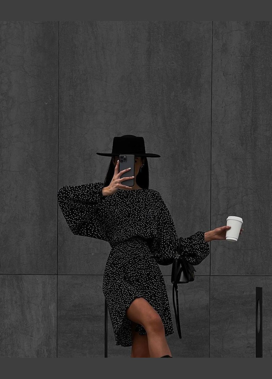 Черное повседневный, коктейльное, вечернее, кэжуал женское платье No Brand в горошек