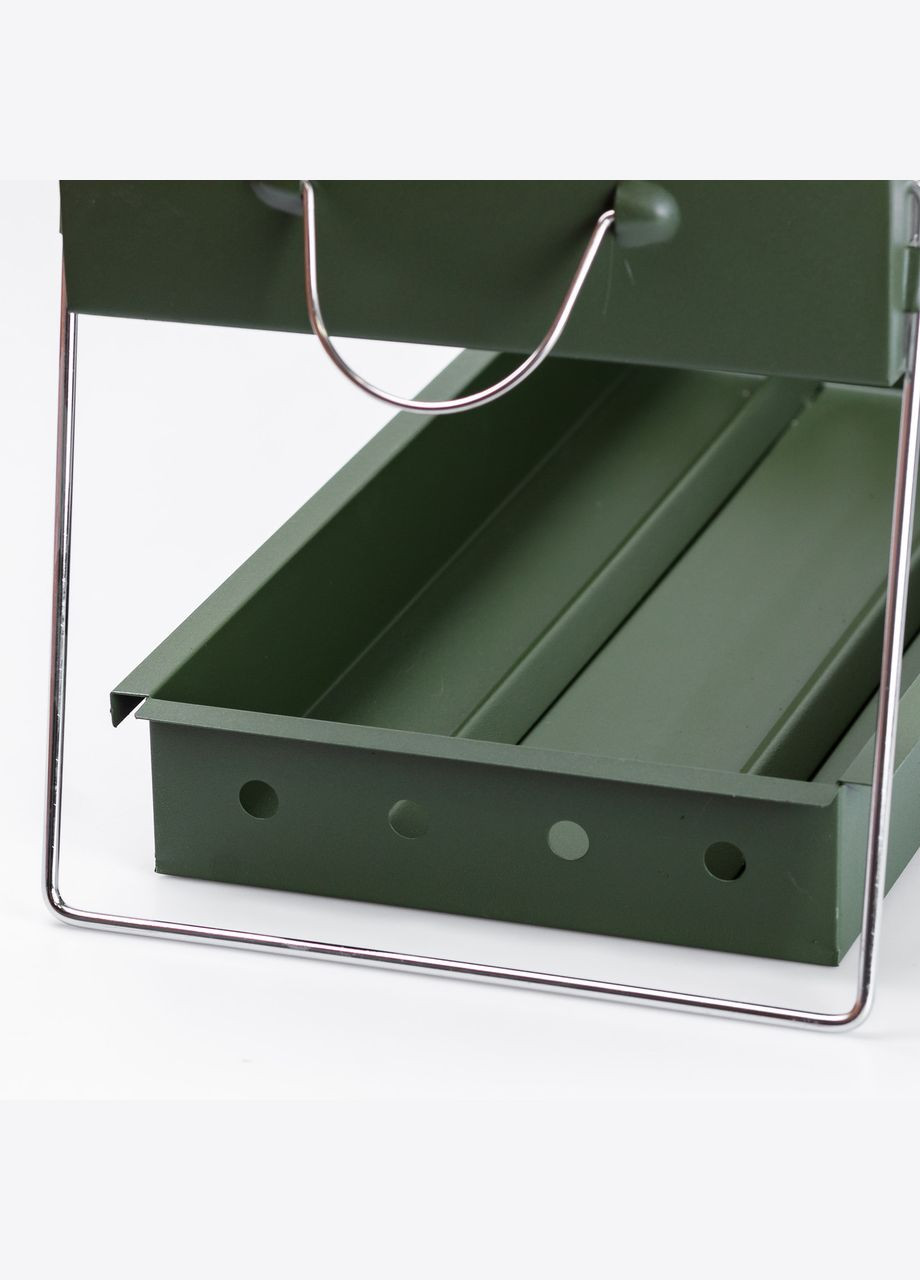 Гриль мангал барбекю двойной на ніжках TS Kitchen 51.5×23×25 см мангал з решіткою складаний гриль Зелений No Brand HP461GR (299239334)