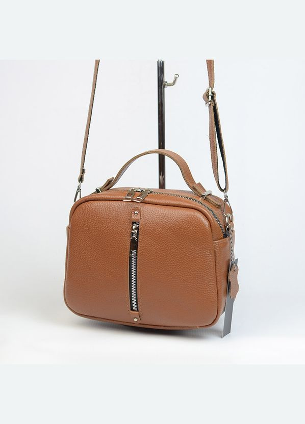 Руда жіноча шкіряна маленька молодіжна сумка крос боді через плече Serebro (342374874)