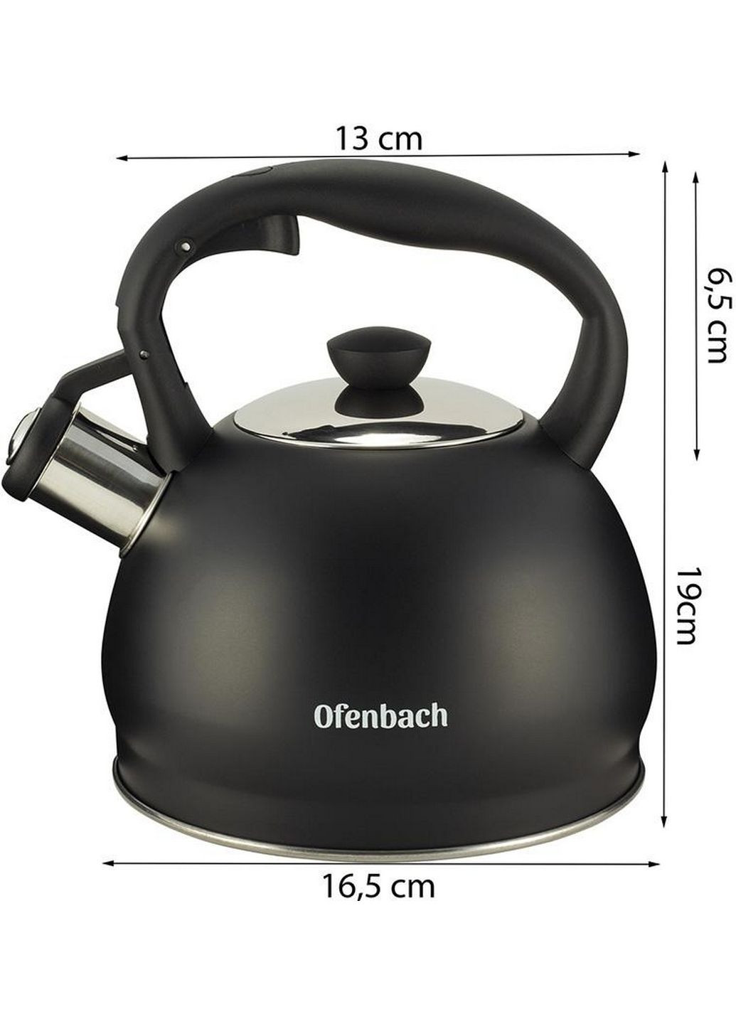 Чайник Magic Kettle 2л со свистком, черный матовый Ofenbach (288188033)