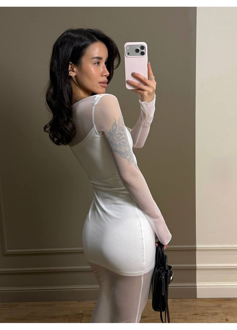 Молочна вечірня сукня жіноча No Brand однотонна