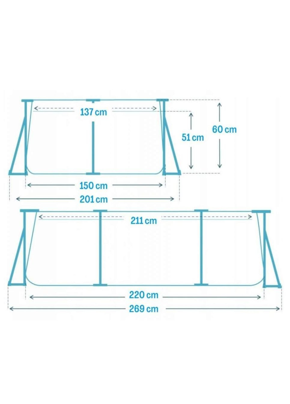 Каркасный бассейн Rectangular Frame Pool 28270 (220 x 150 x 60см) Intex (316632343)