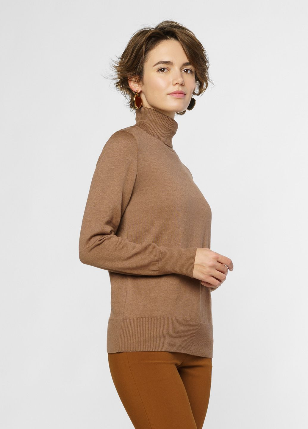 Коричневый зимний свитер женский коричневый Arber Roll-neck WW4 WTR-151