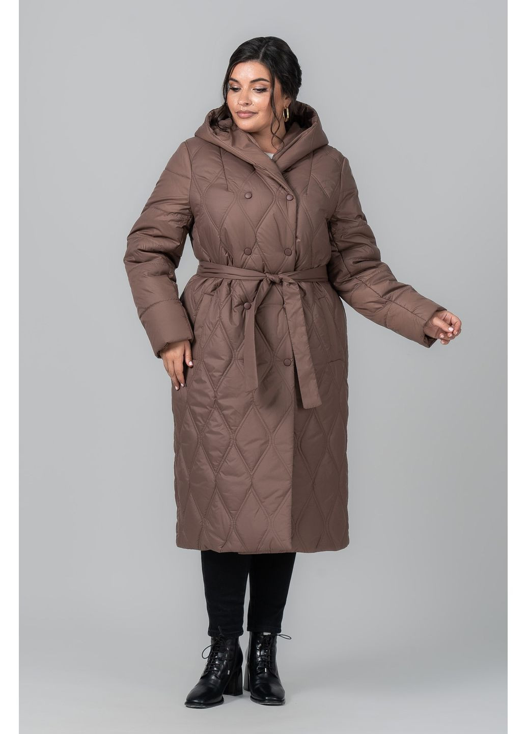 Коричнева демісезонна пальто напівприлеглого силуету all posa (ap102012p) A'll Posa