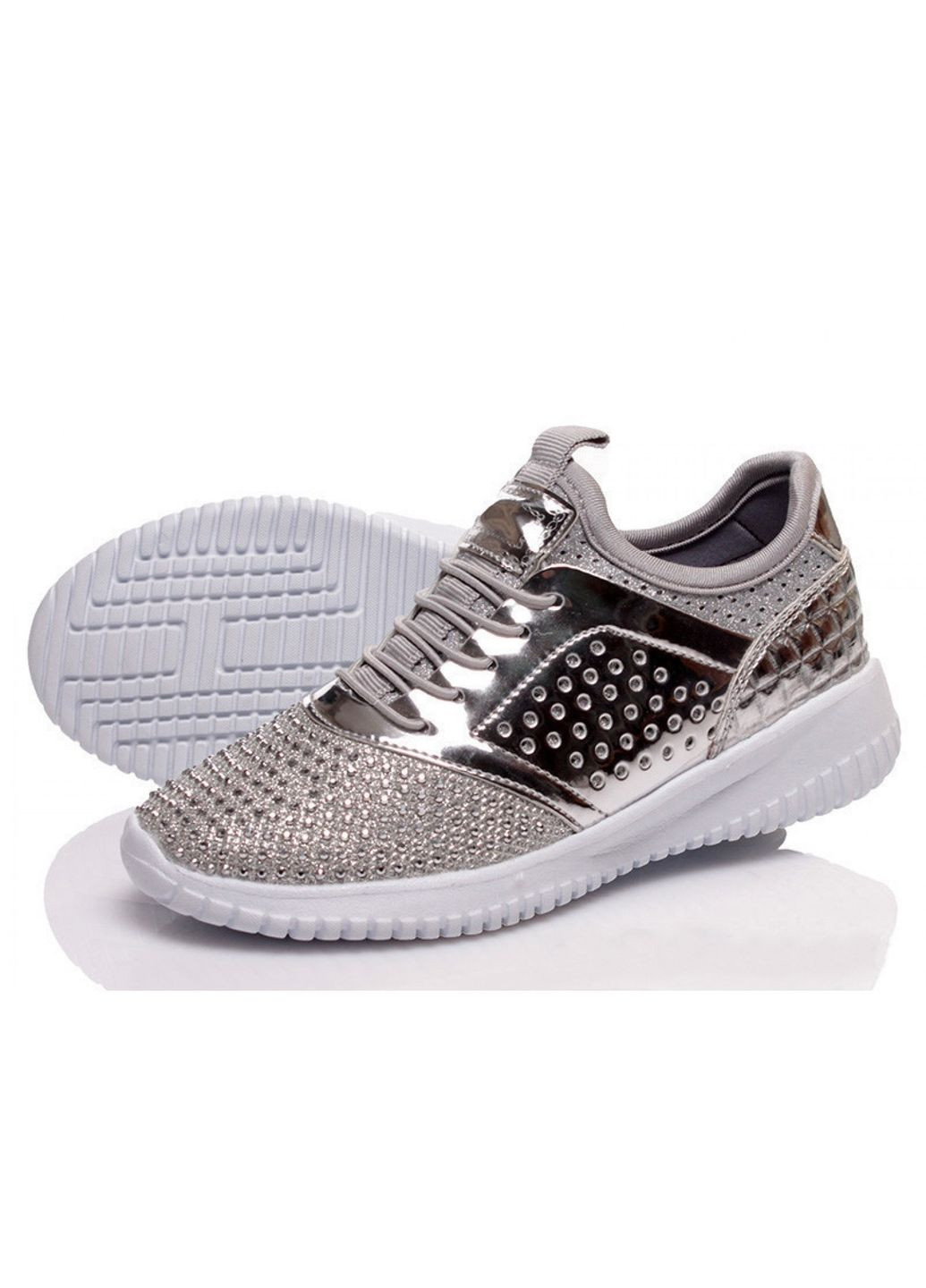 Серебряные демисезонные кроссовки для девочек серебристые PRIME