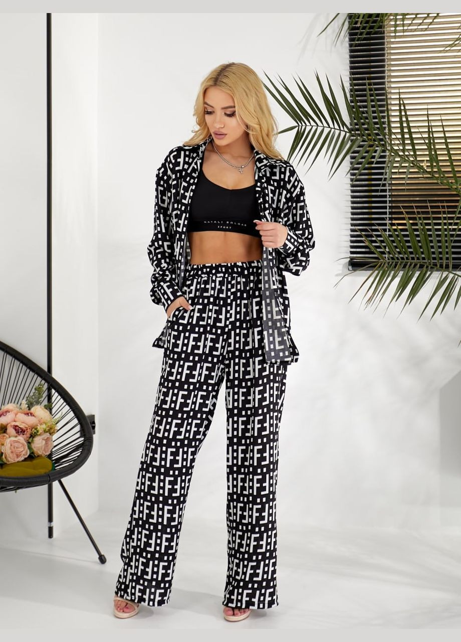 Жіночий легкий прогулянковий костюм чорного кольору 31751 No Brand (323643442)