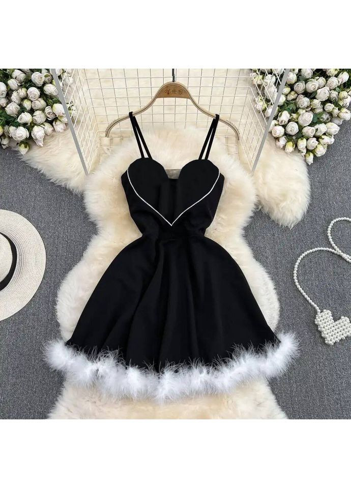 Чорна святковий, вечірня, кежуал жіноча сукня бебі долл No Brand однотонна