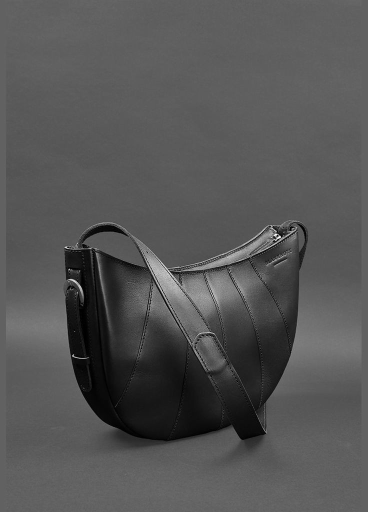 Шкіряна жіноча сумка Круасан чорна Krast (A-026597) BlankNote сумка бохо (327874284)