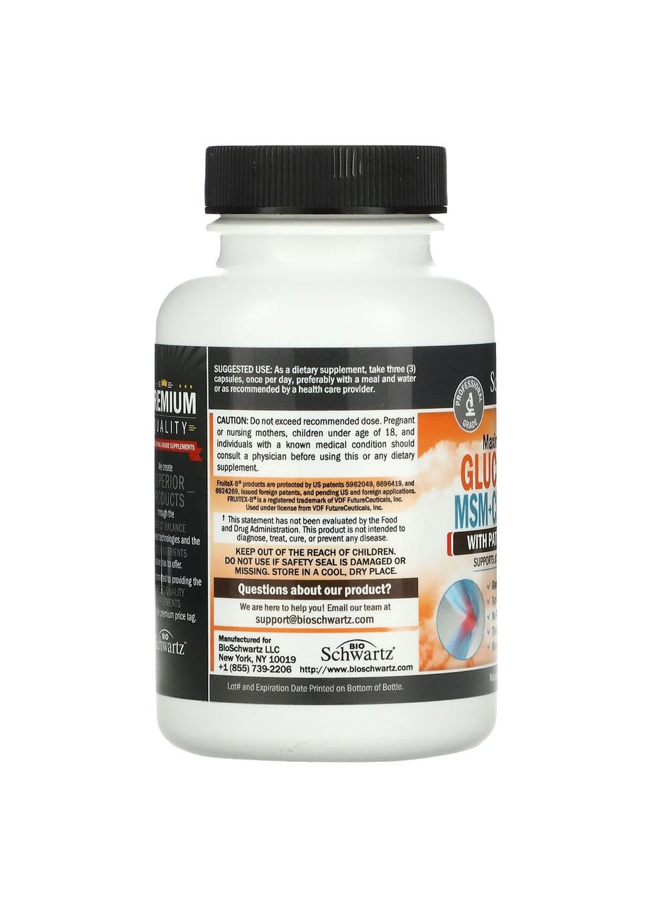 Глюкозамин, МСМ и хондроитин с запатентованным комплексом Fruitex-B 90капс., поддержка суставов, « ». BioSchwartz (350314660)