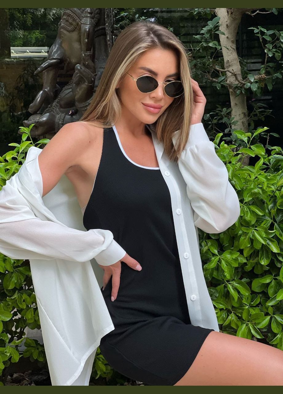 Чорно-білий літній жіночий комплект(сорочка+сукня) Avanti