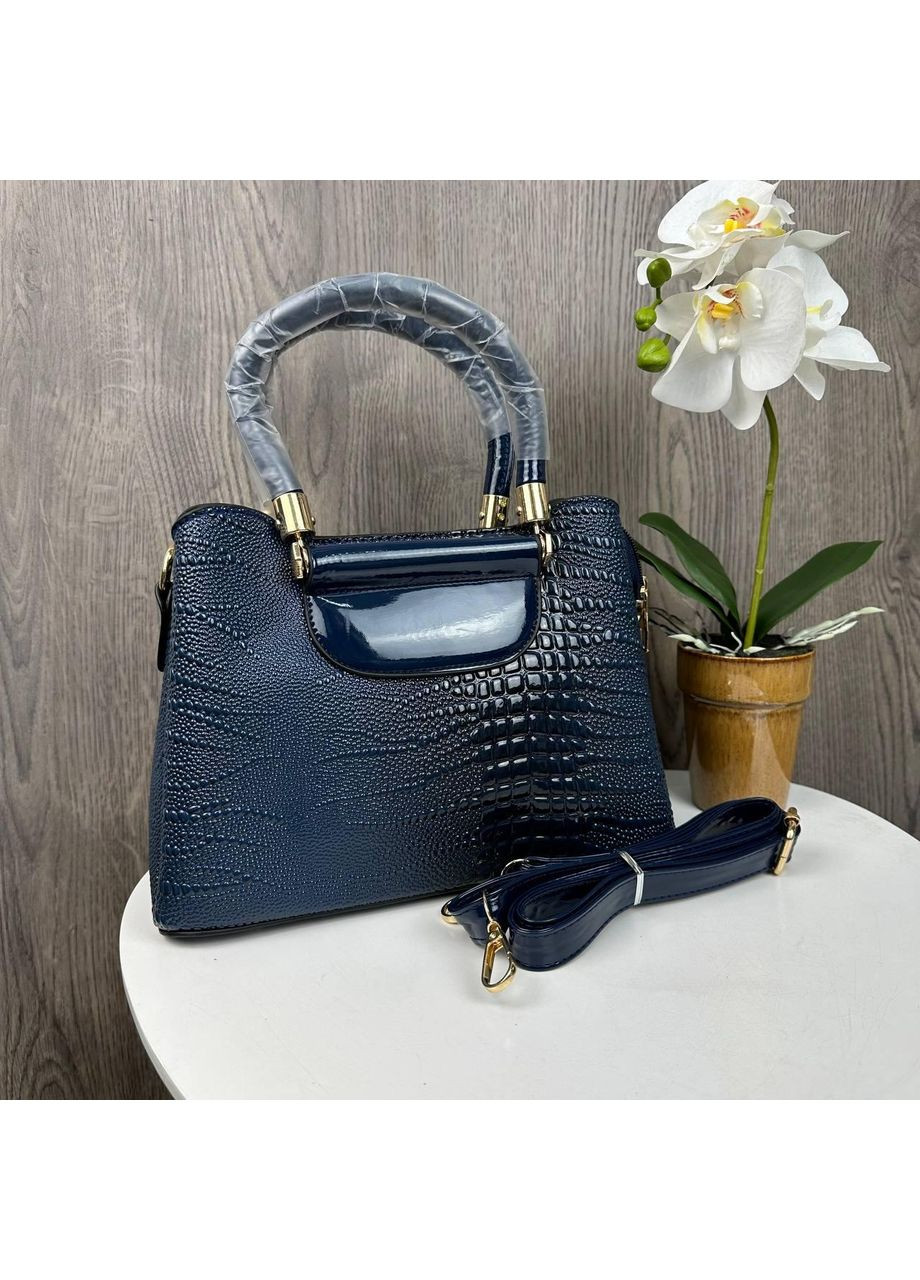 Женская лаковая сумочка Кенгуру рептилия из экокожи цилиндрическая серого цвета ProDobro (363135812)