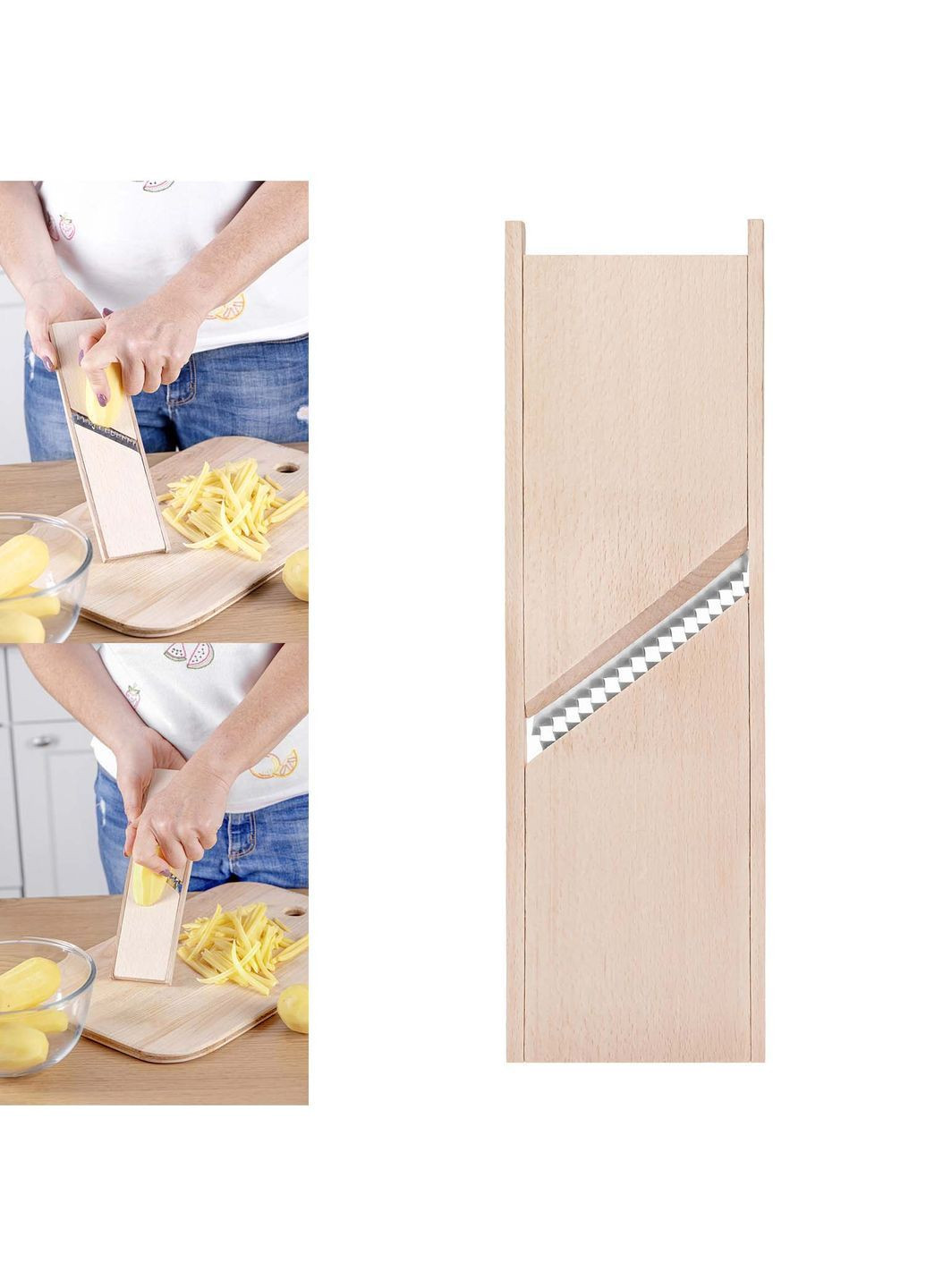 Шинковка дерев'яна для картоплі фрі 25.5х7 см Kitchette (369142516)