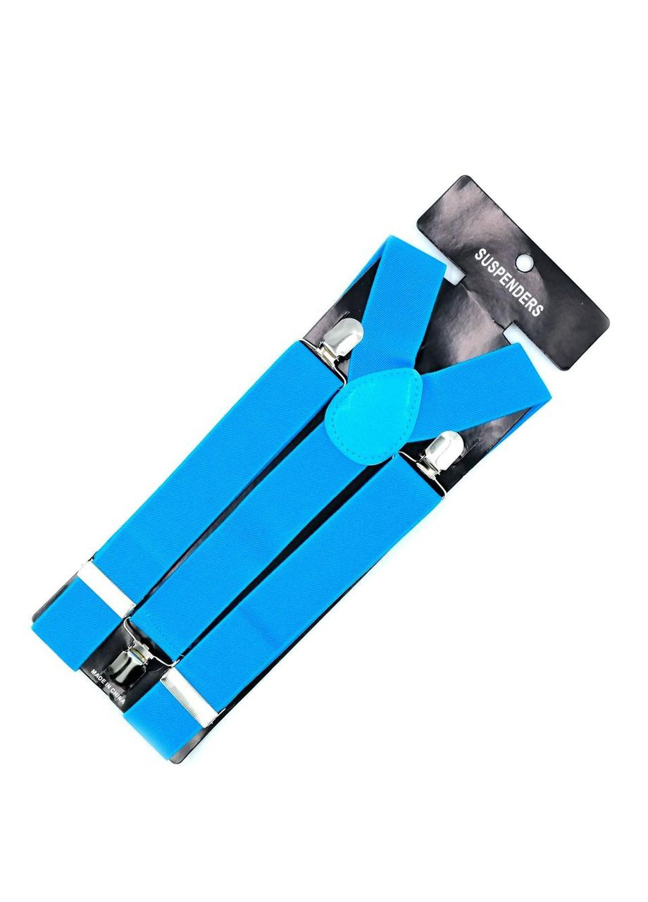Підтяжки Y-подібні 3,5 см блакитні для чоловіків та жінок класичні повсякденні з кліпсами ProDobro (364672155)