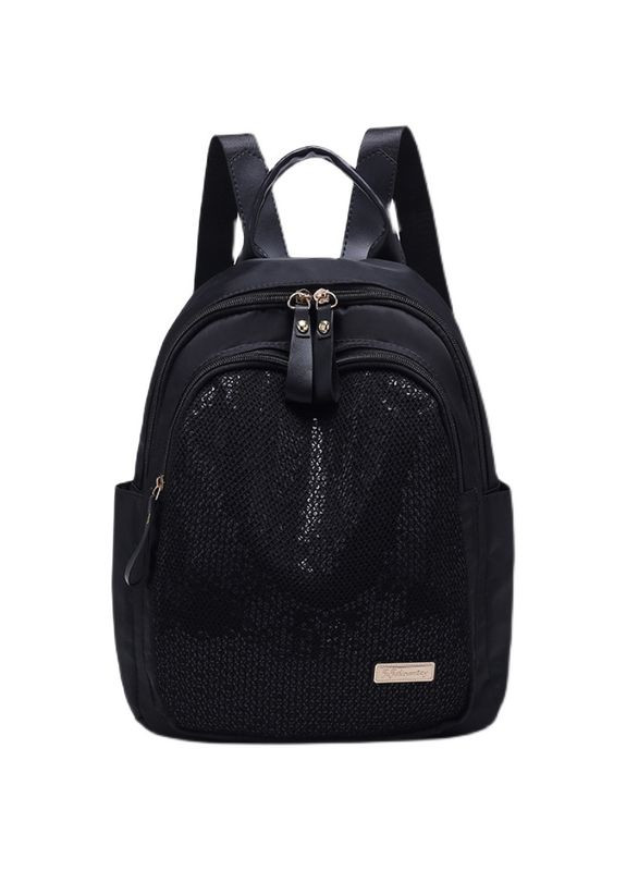 Жіночий рюкзак чорний блискучий з брелоком КиП (290683352)