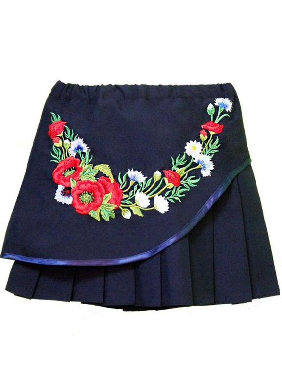 Темно-синяя цветочной расцветки юбка Козачок
