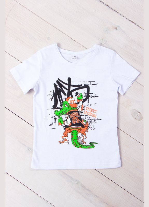 Біла літня футболка для хлопчика (p-2667) Носи своє