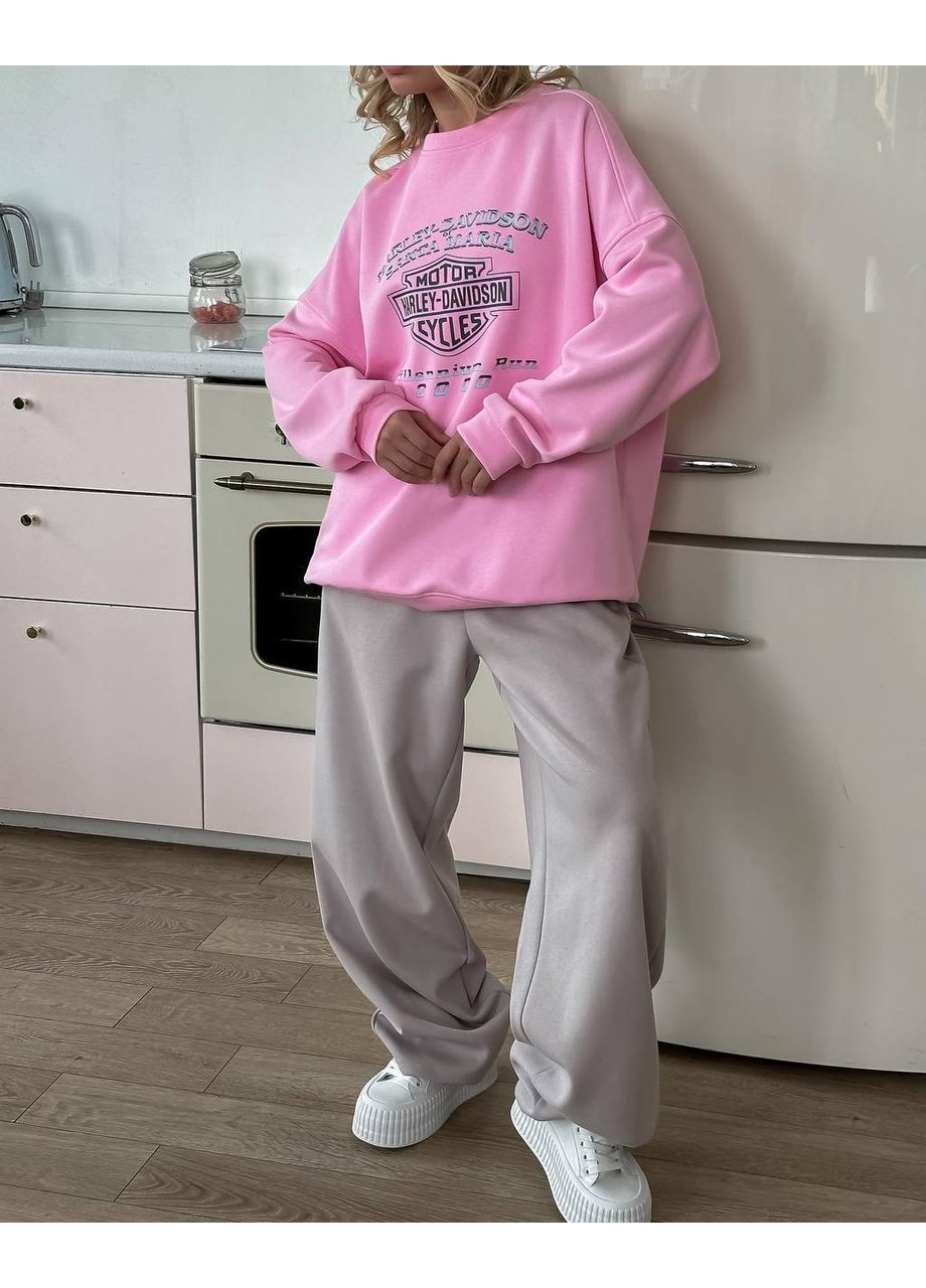 Розовый стильный женский свитшот oversize с принтом Україна (355889406)