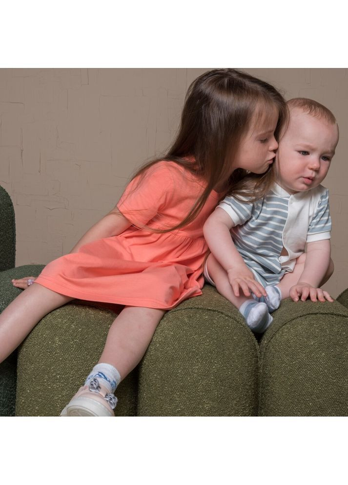 Коралловое платье для девочек с коротким рукавом trendy тot Trendy Tot (371262601)