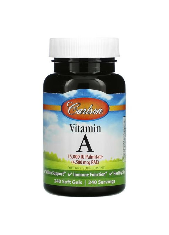 Вітаміни та мінерали Vitamin A 15000 IU, 240 капсул Carlson Labs (322293337)