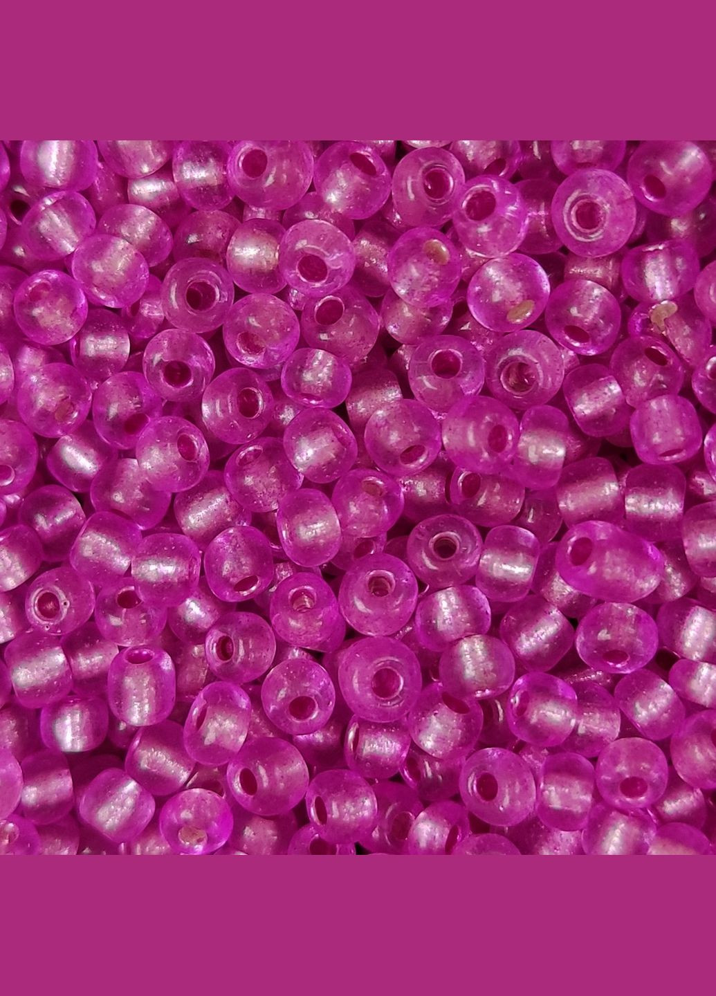 Бісер китайський Крупний 3-4 мм блискучий Темно-рожевий Упаковка 50 грам Finding (317353701)