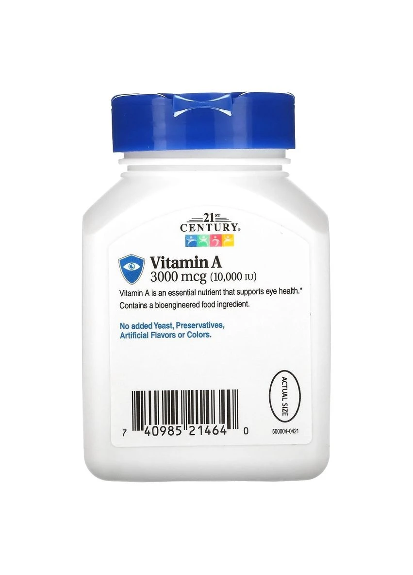Витамин A, 3000 мкг, Vitamin A,, 110 гелевых капсул 21st Century (324104208)