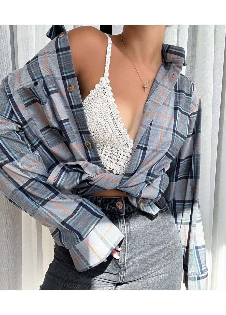 Жіноча сорочка оверсайз у клітинку MonCher (353689600)