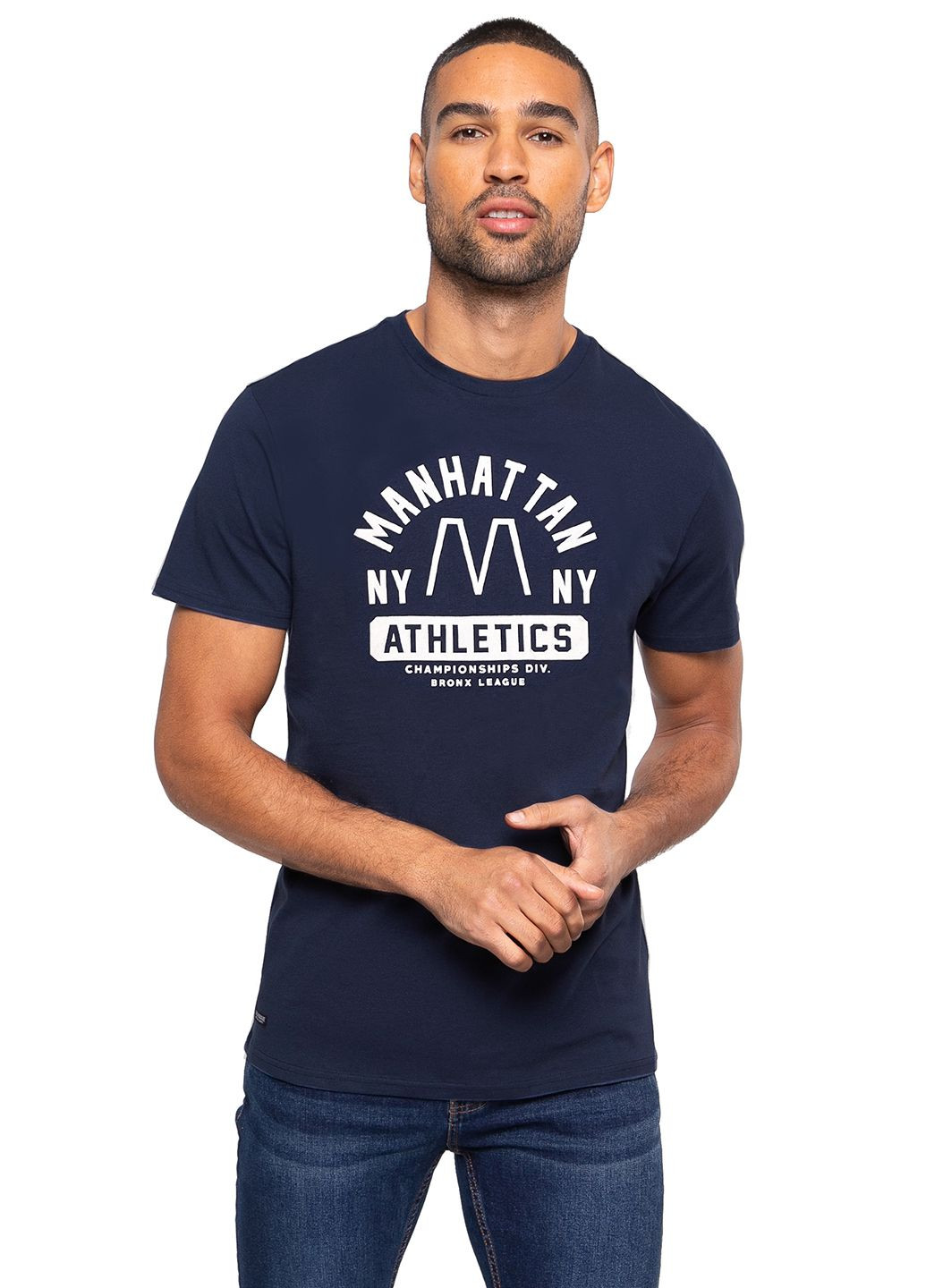 Темно-синяя футболка с принтом Threadbare