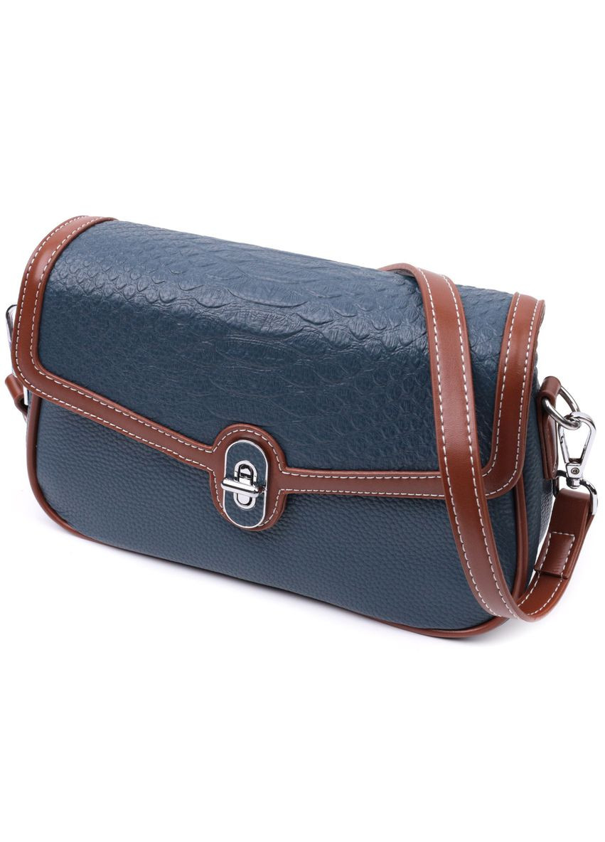 Сумка женская с фактурным клапаном из натуральной кожи 22622 Синяя Vintage (329151132)