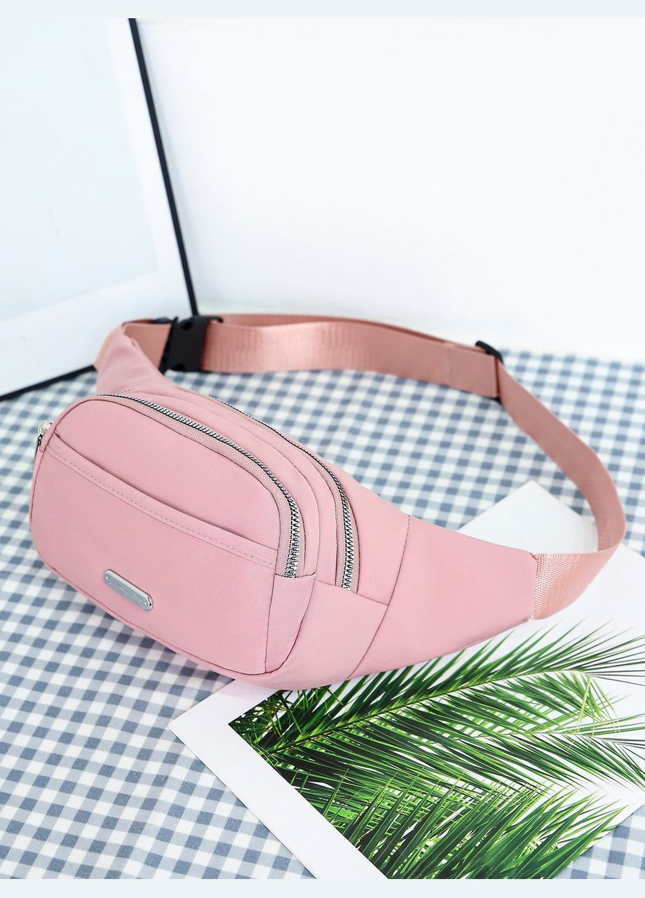 Бананка на три відділи поясна сумка через плече рожева No Brand (303323107)